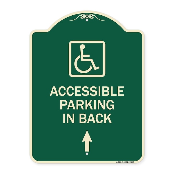 W/ NY Approved Isa Accessible Parking on Up Arrow Heavy-Gauge Aluminum Sign, 24" x 18", G-1824-22697